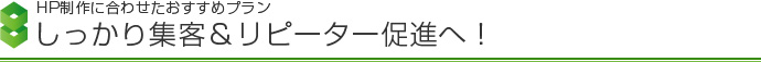 HP制作に合わせたおすすめプラン しっかり集客&リピーター促進へ!